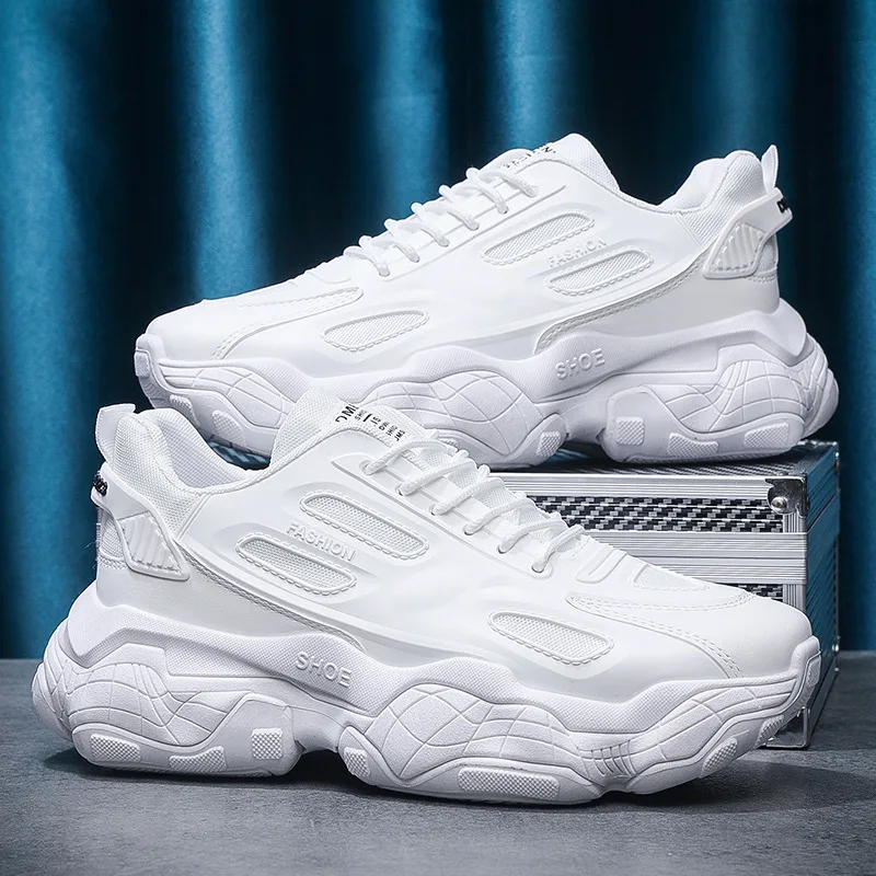 Spring 2024 new platform elevating daddy shoes Korean version of the trend sports casual small white shoes