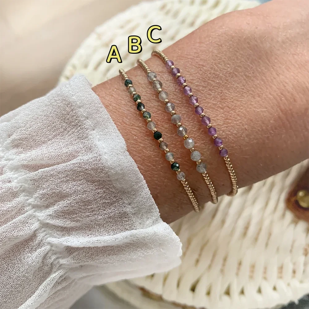 Go2boho Dainty Tiny Birthstone Beaded Bracelets Simple Gift Teens Girl Trendy Stone of Transformation Balance Jewelry 2024 New