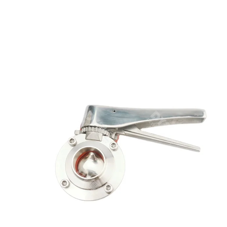 Sanitary Stainless Steel 304 weld manual Sanitary Butterfly Valve With SS handle