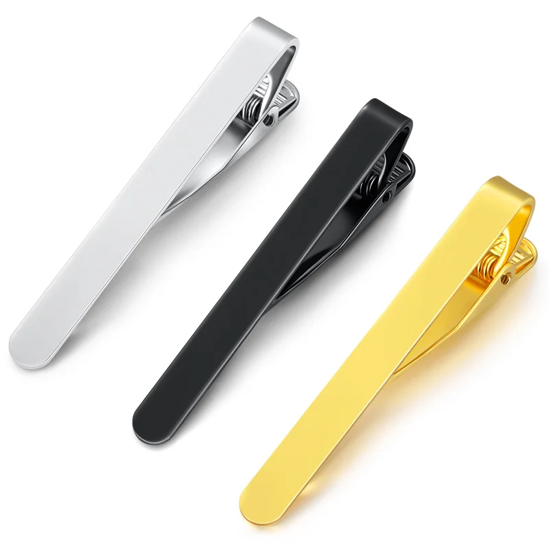 Wholesale Tie Clip Custom Metal Silver Black Gold Simple Blank Tie Bar Tie Pin for Men