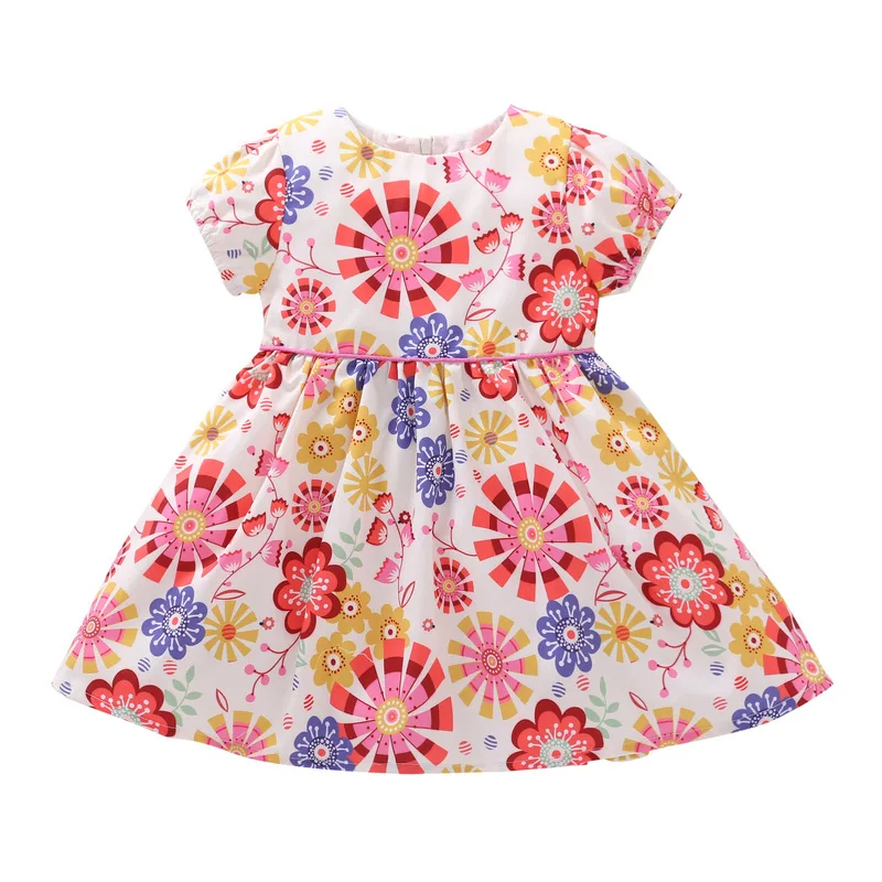 2020 Wholesale Child Baby Dress Model Children Clothes Pink Flower Girl Casual Dress