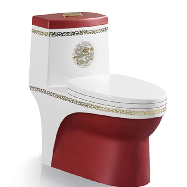 Latest bathroom colorful gold p-trap cheap toilet from china supplier
