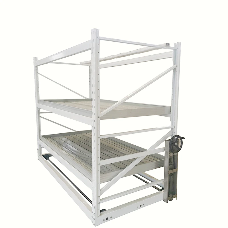Multi Layer Vertical Grow 3 level Racking Stackable Ebb and Flow Rolling Benches