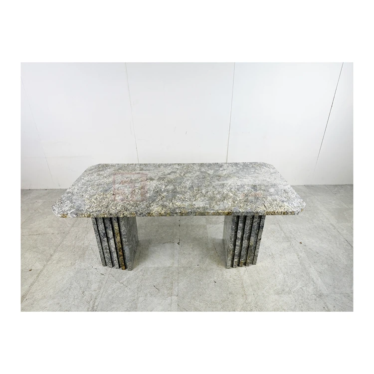 Newstar Natural Stone Luxury Square Coffee Table with Gold and Grey Marble for Home Hoteland Office