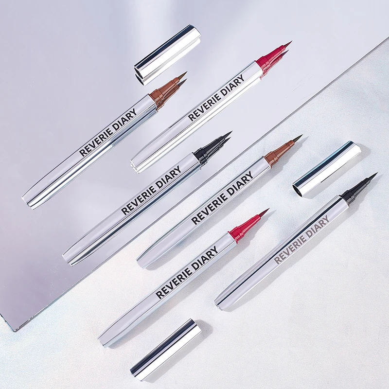 Private Label Makeup Silver Tube Eyeliner 4 Colors Quick Dry Non Smudging Waterproof Long Lasting Liquid Eyeliner Pencil