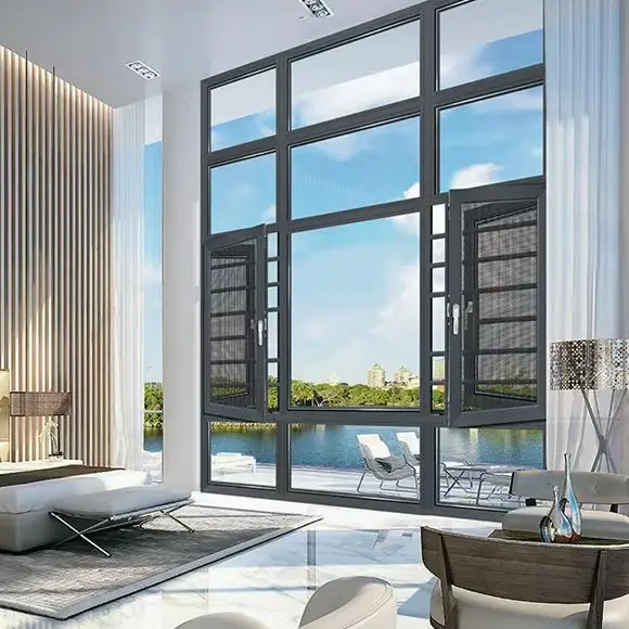 Professional Design Customized Double Glazed Window Aluminum Casement Windows With Screen