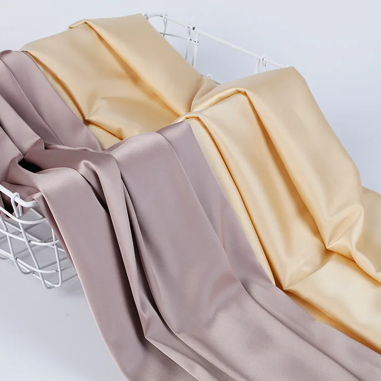 silk satin fabrics for clothing dresses lining fabric textile raw material manufacturer 100 Polyester stretch fabric satin