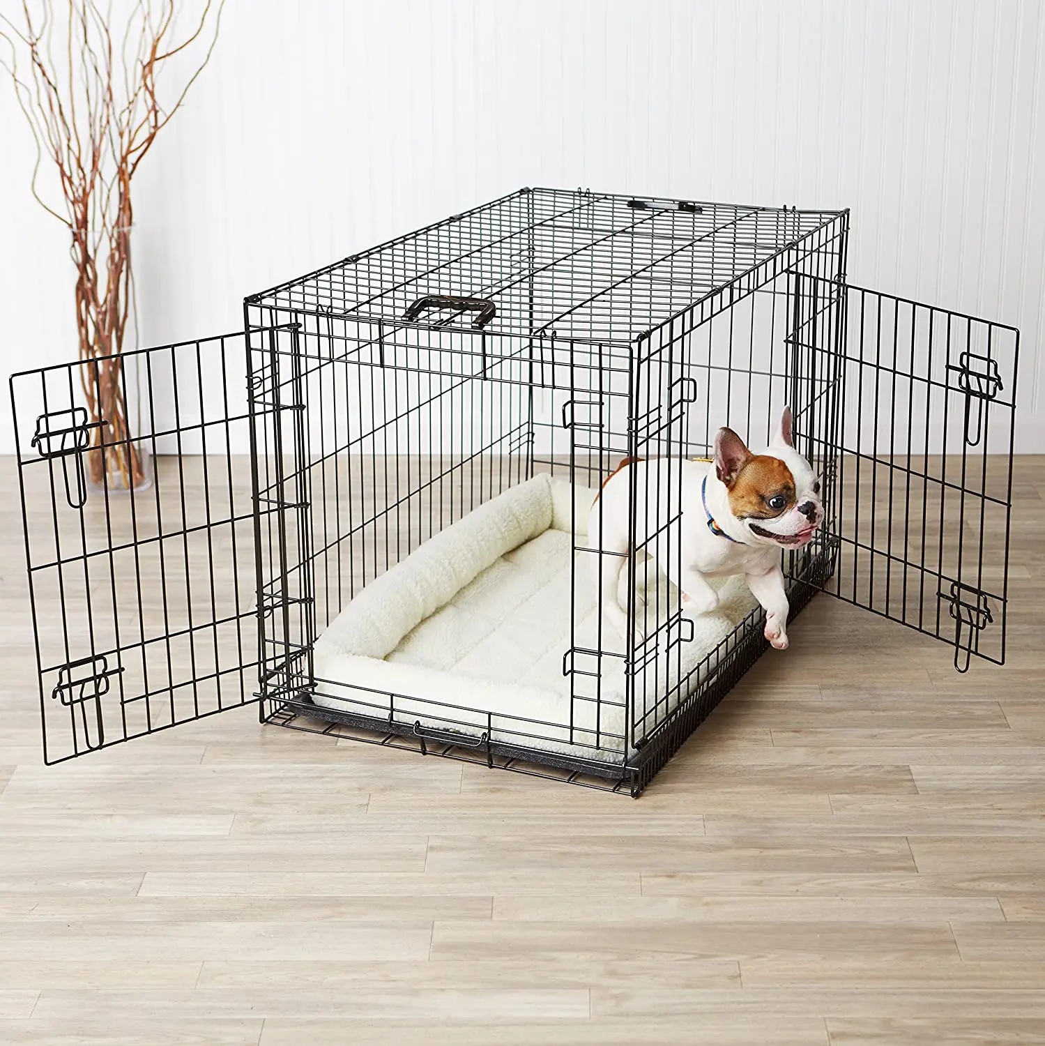 Hot Sales Multiple Sizes 2 Door Folding Metal Dog Cage or Pet Crate Iron Kennel with Tray Cats Dogs Crate Hom