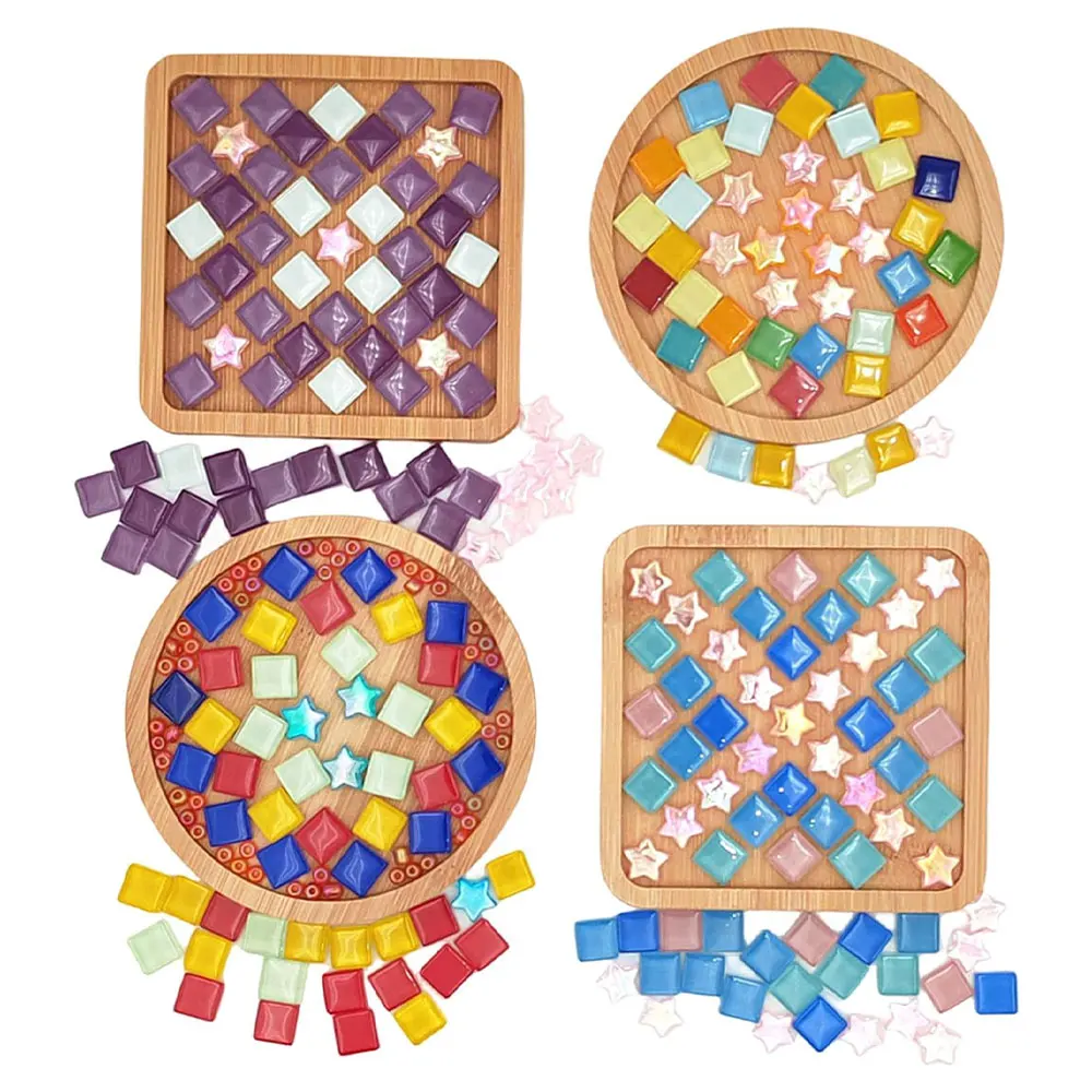 DIY Coasters Kit Make Your Own Stained Glass Mosaic Tiles Coaster for Handmade Home Decoration Gift