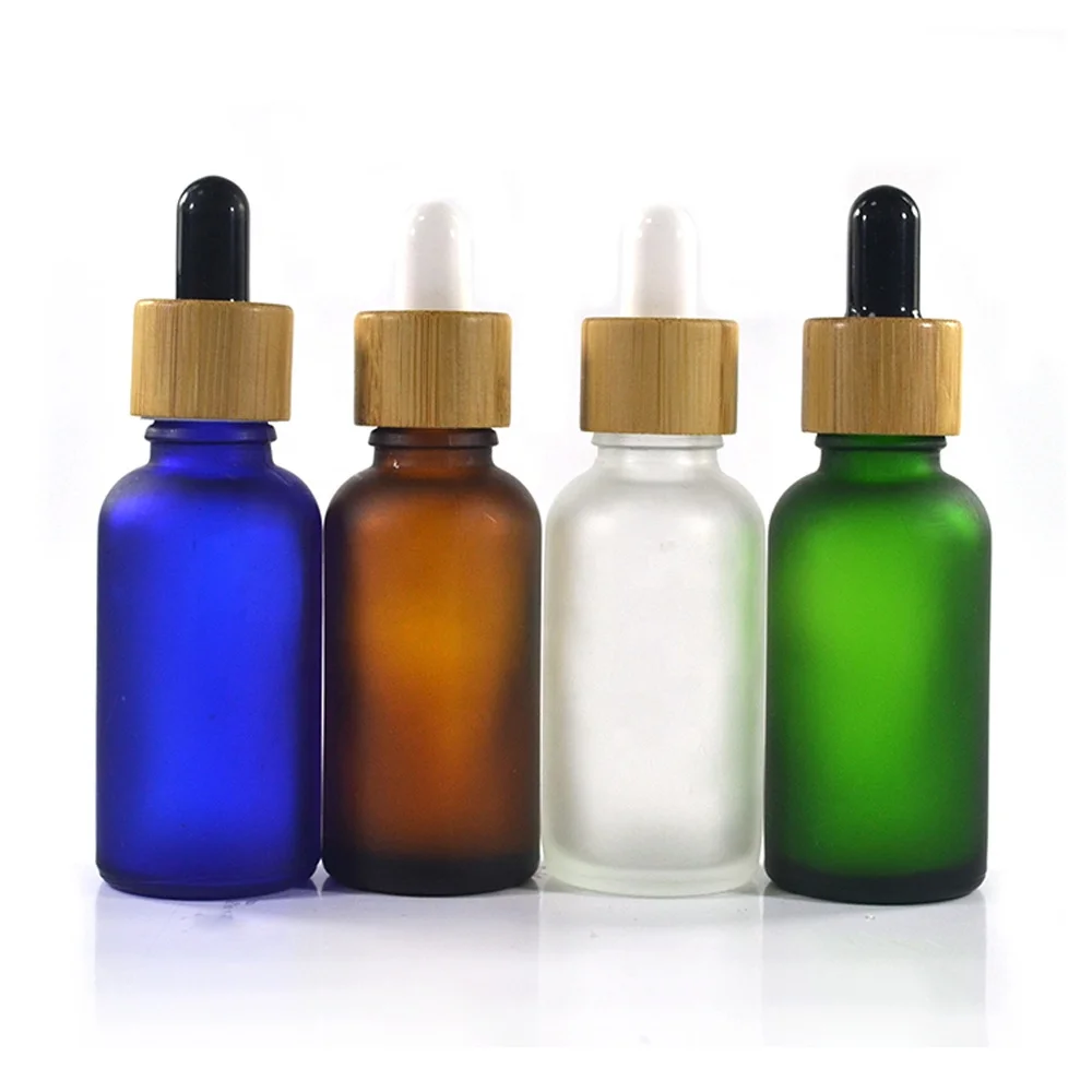 Стеклянная бутылка-капельница с бамбуковой крышкой