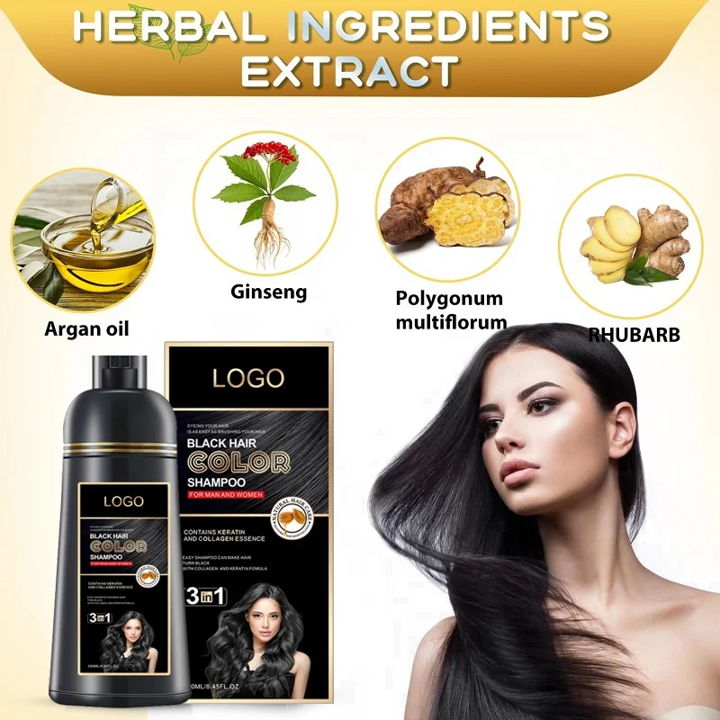 High Quality Home Use Hair Color Shampoo 3 In 1 Fast Dye Ammonia Free Black Colour Shampoo Dye