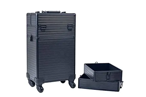 Foldable Rolling Manicure Table Nail Desk Makeup Train Case Cosmetic Trolley Travel Organizer for Makeup Tool Case Plastic Case