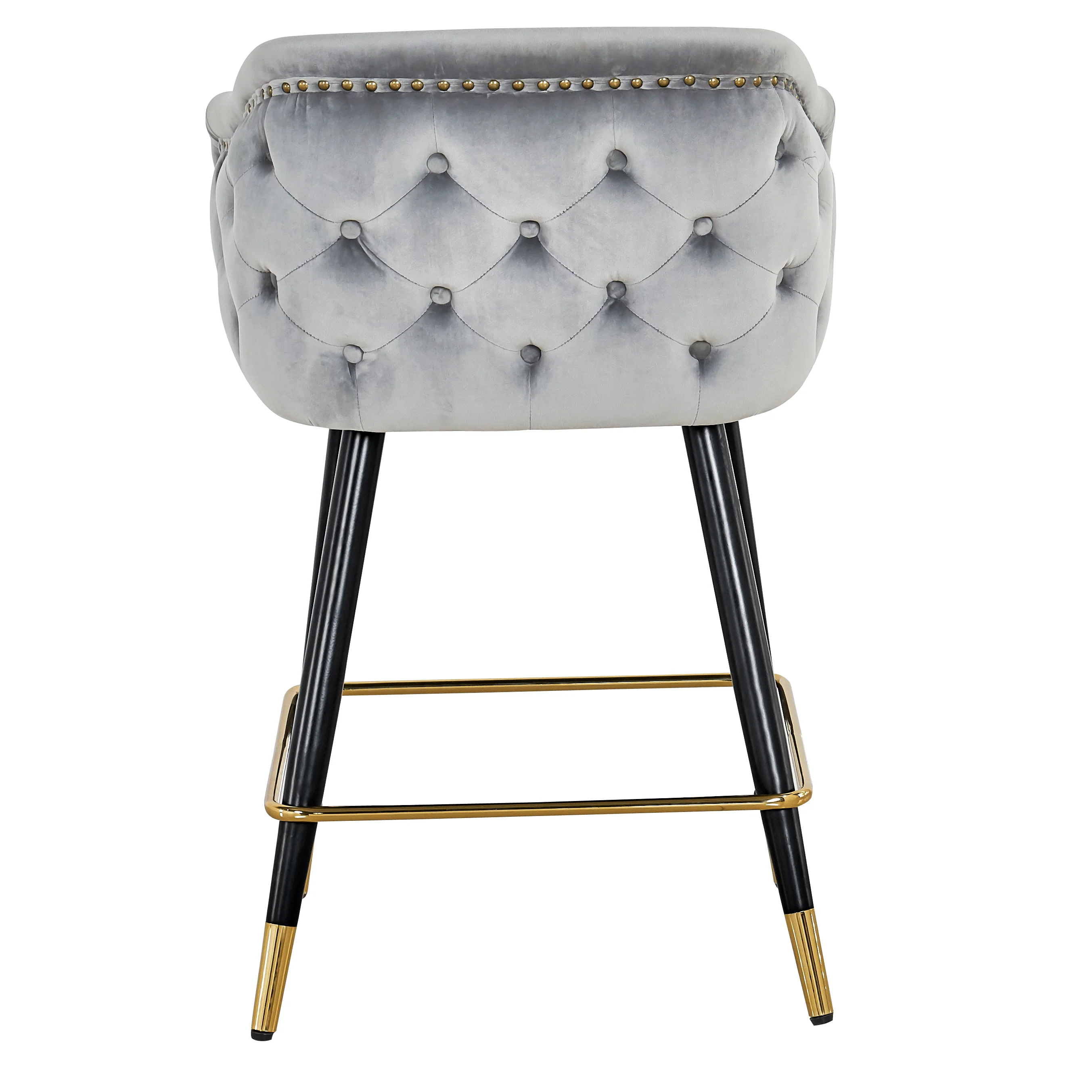  Современный роскошный островная кухня серый бархат высокие барные стулья со спинкой подлокотник