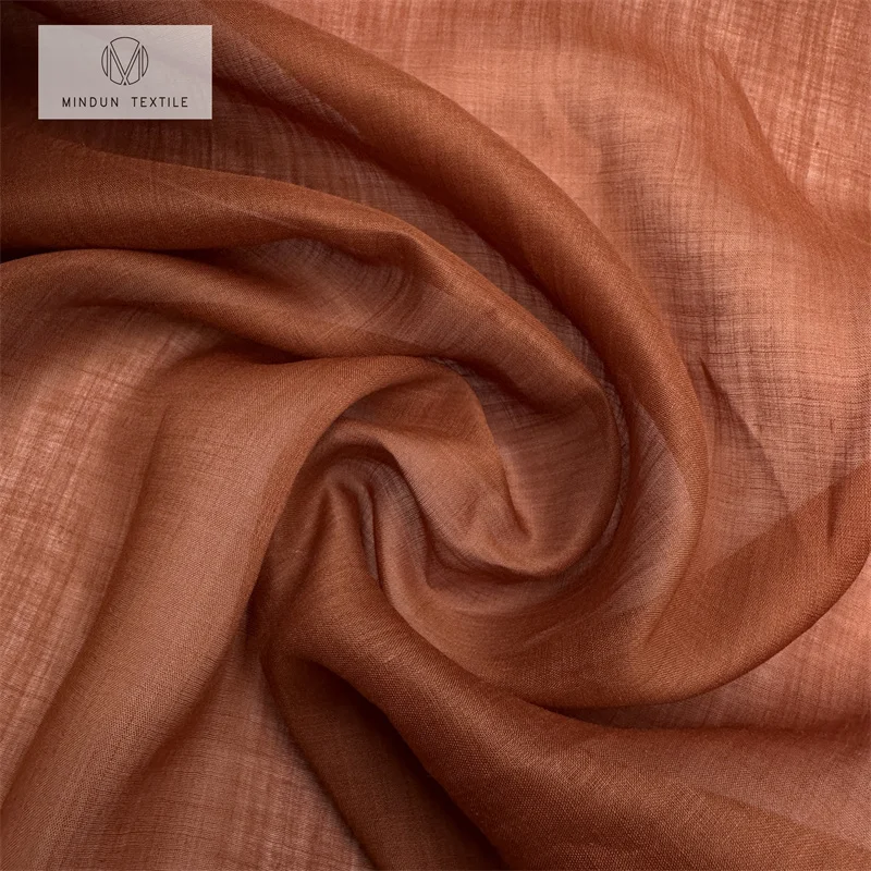 Mindun Plain Dyed Linen Ramie Washed For Summer Garment Ramie Anti Wrinkle Dress Woven Fabric Thinner Hemp Fabric For Clothing