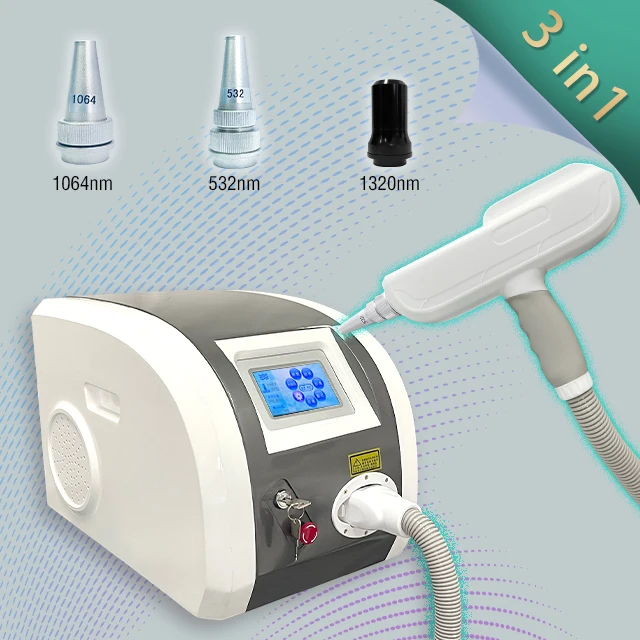 factory price Q Switch nd yag laser 532nm 1064nm 1320nm Tattoo Removal Machine, mini peel black doll  with ce iso certificate