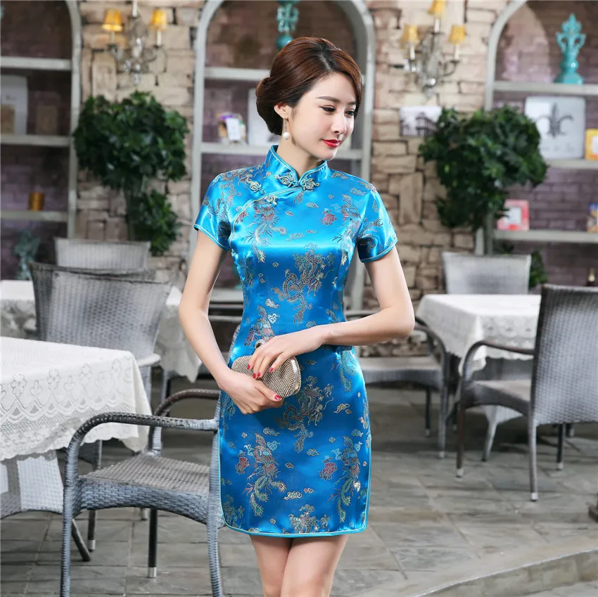 New Style women dragon phoenix cheongsam Retro Stand Collar Big Size Qipao Chinese new years Dress