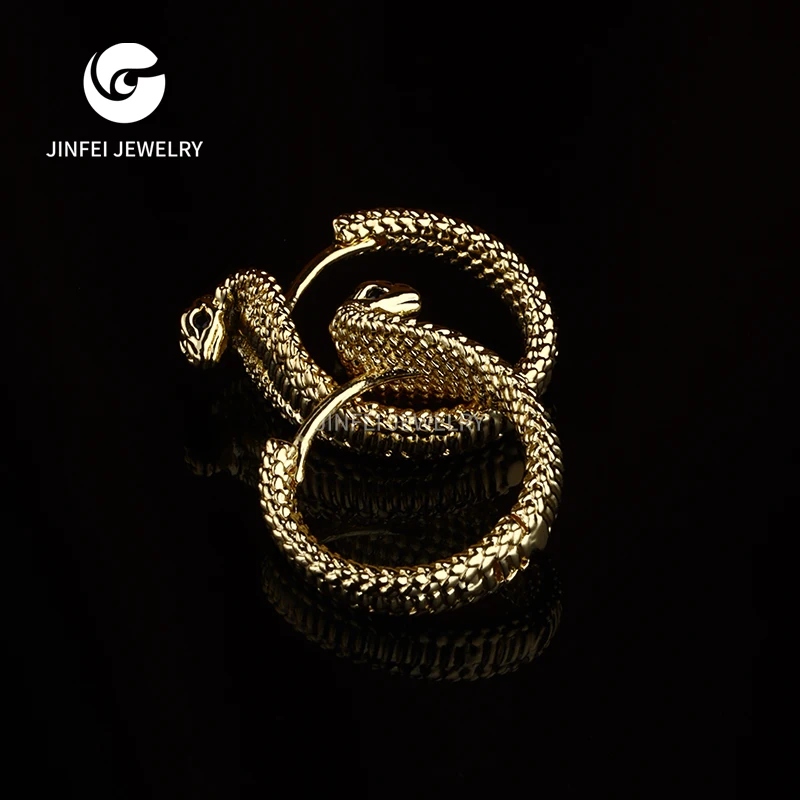 Hot Sale Wholesale Women Jewelry Exotic Style Metal Material Snake shape Plated Gold Earrings