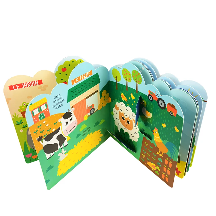 Professional manufacturer customized kids hardcover cut out board book educational activity lift flap books
