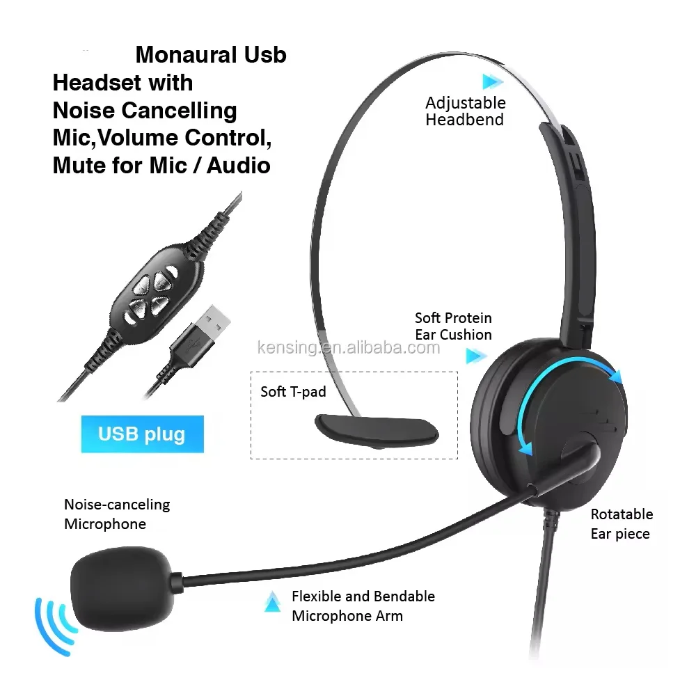 MHP-340 QD RJ QD Converter Wired noise cancelling call center headst telephone headphone with microphone For landline telephone