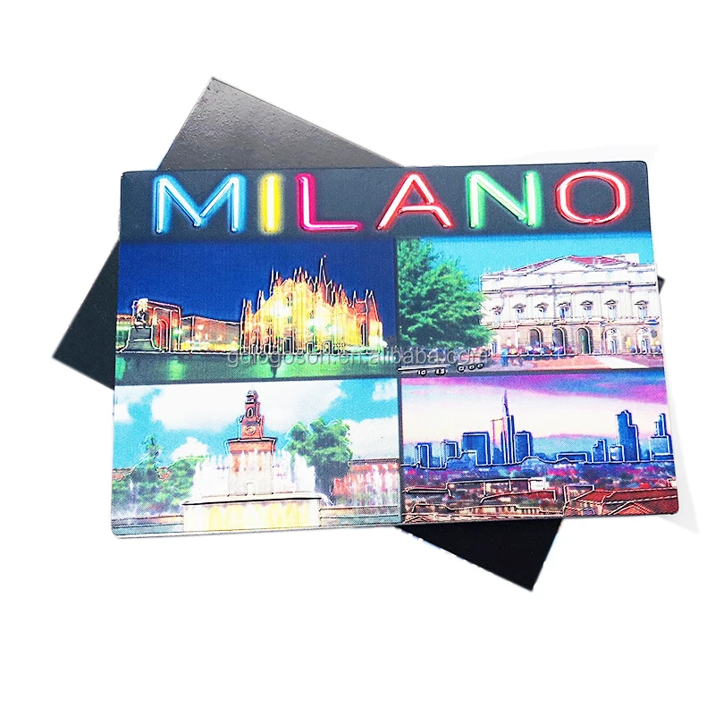 OEM Fashion City Italy Milan Foil Tin Printed Fridge Magnet Souvenir Gift Milano Magnets (62326334809)