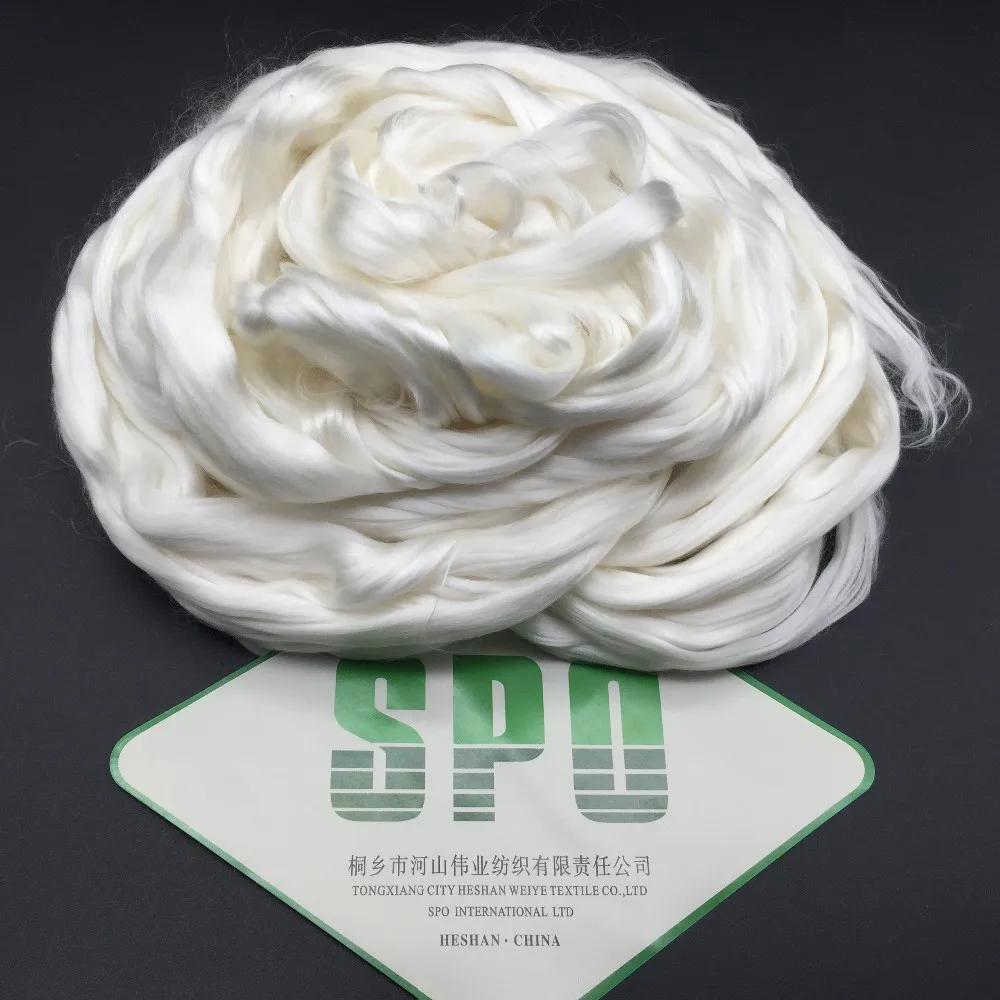 China 100% wholesale silk fiber ,muga silk fiber with silkworm cocoon, silk noil fiber from mulberry silk of the fourth step