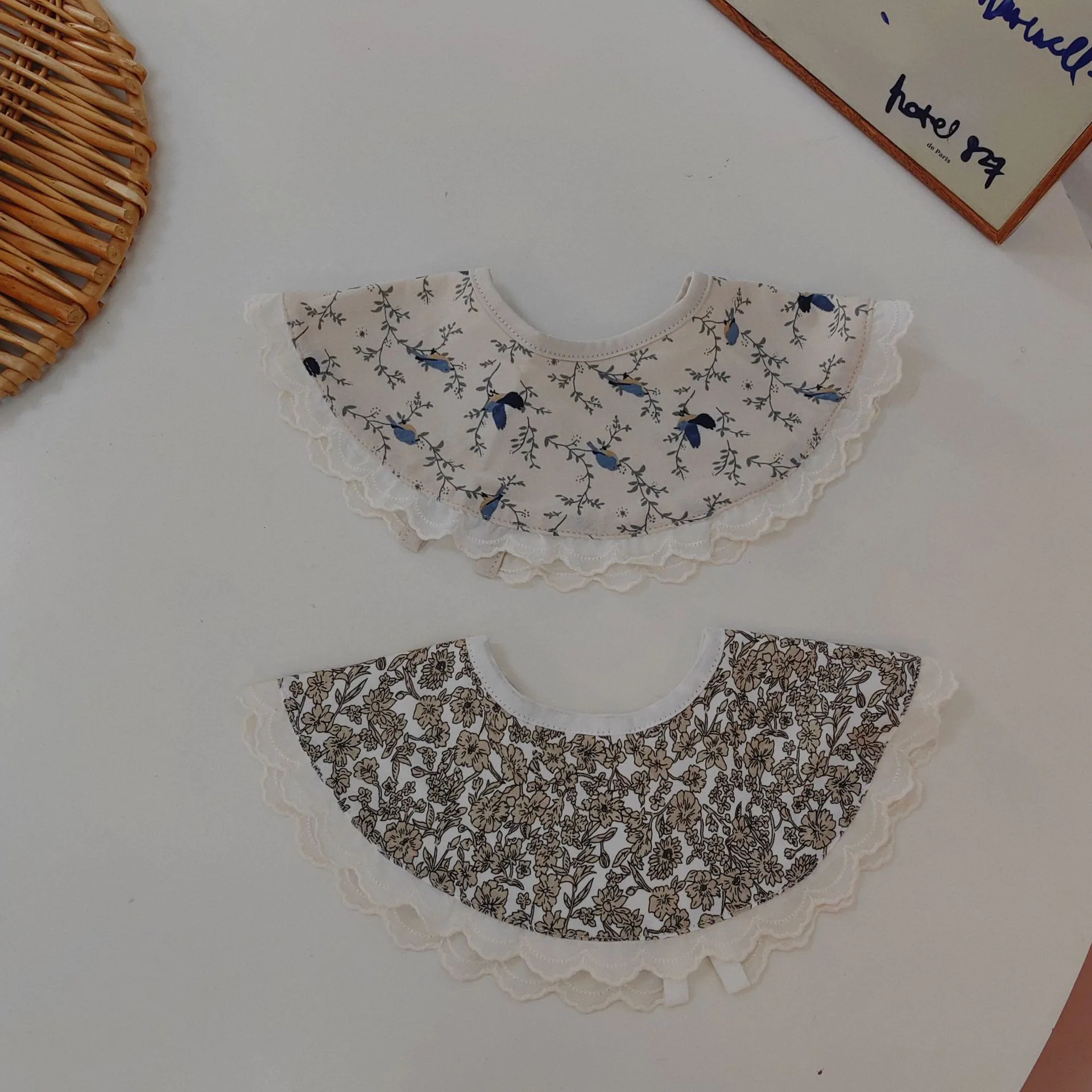 MU INS Korean version new baby saliva towel petal 360 degree rotatable baby bib pure cotton bib for mother and baby products