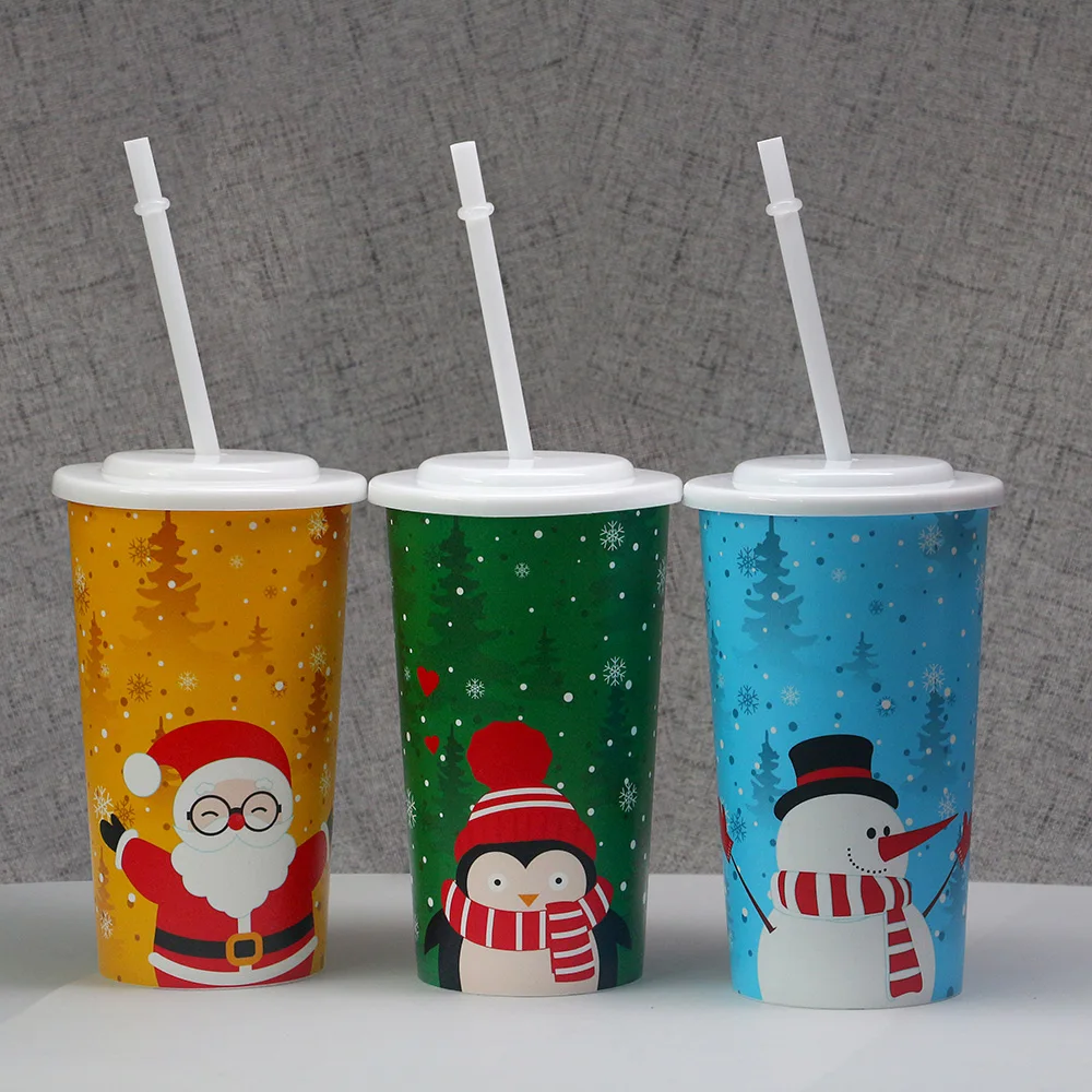  Luxury mug custom logo plastic tumbler cold christmas cup with
