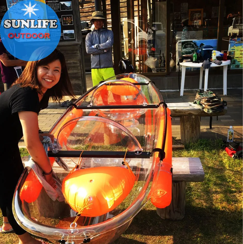 Sunlife  3 seater Glass bottom clear kayak  three crystal seats for travel  boa touring resort
