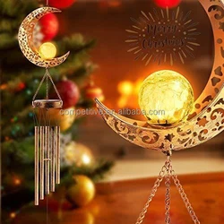 Wind Chime Bell with Solar light Garden decoration Star Hollow decoration colorful Sun Hot Selling Metal Craft Moon