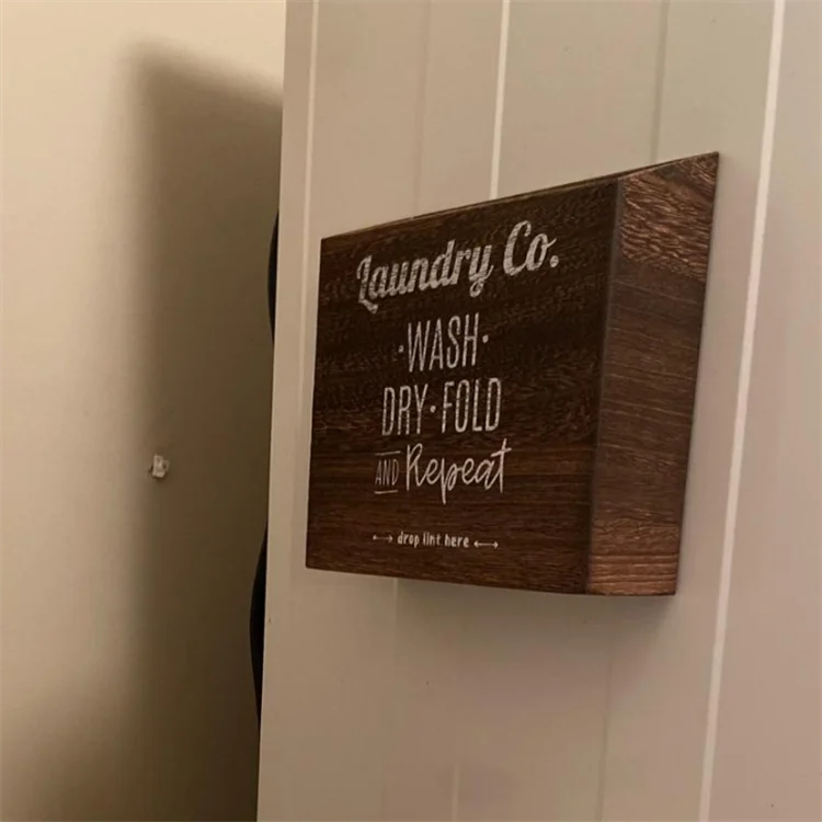 Mountable Lint Box Holder Trash Can Or Organization And Storage Bin Washer Dryer Supplies Laundry Room Wooden Lint Bin