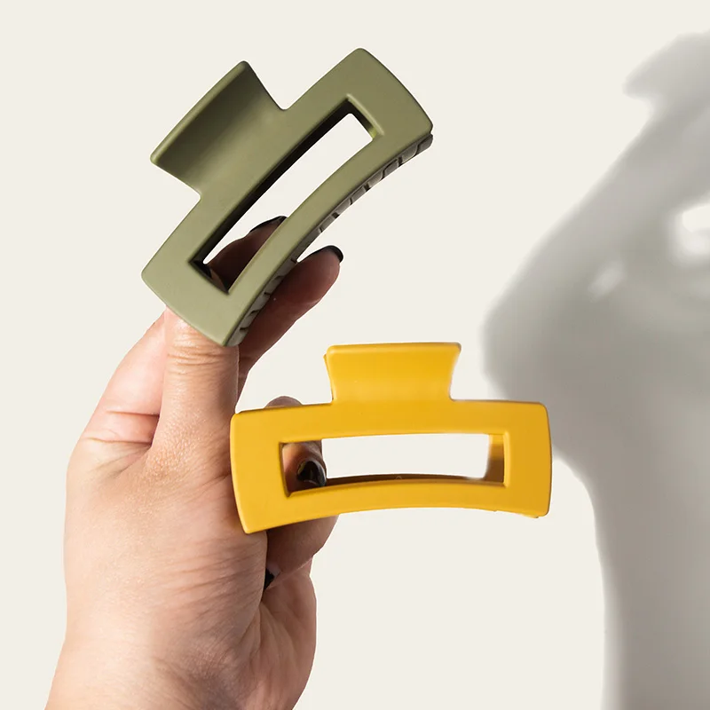 In Stock Wholesale 12Pcs 1 Pack Mix Colors Matte Rectangle Hair Claw Clips Large Multi-Colored for Thick Hair Women with Package