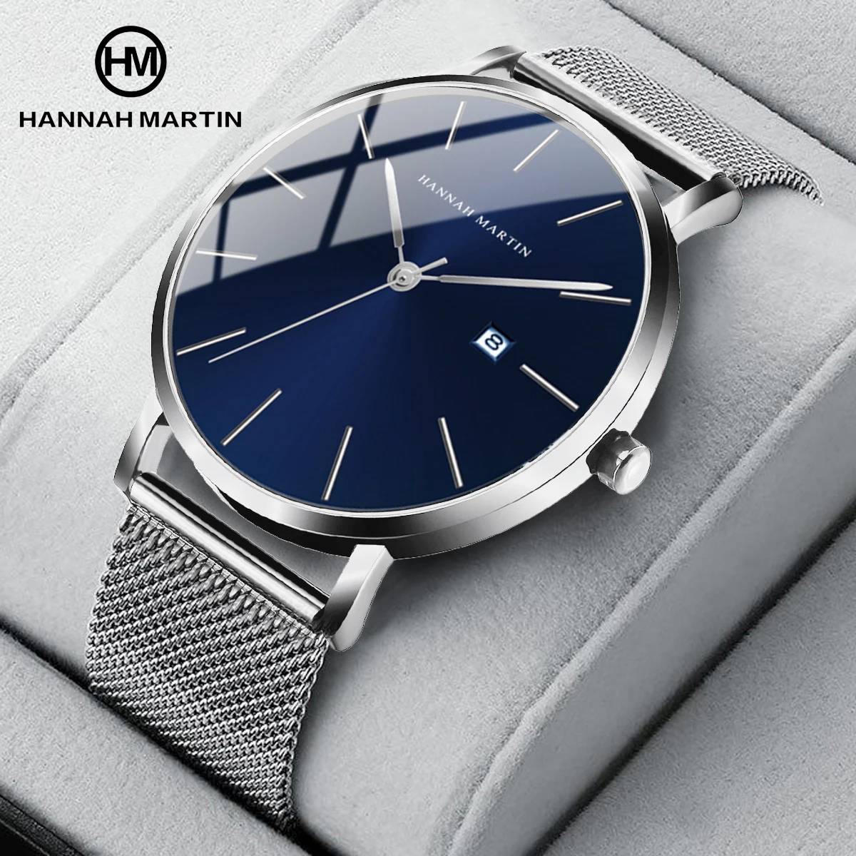 Hannah Martin Manufacturer Mesh Quartz Movement Waterproof Customizable Fashion Watches Men Custom Logo High Quality Wrist Watch