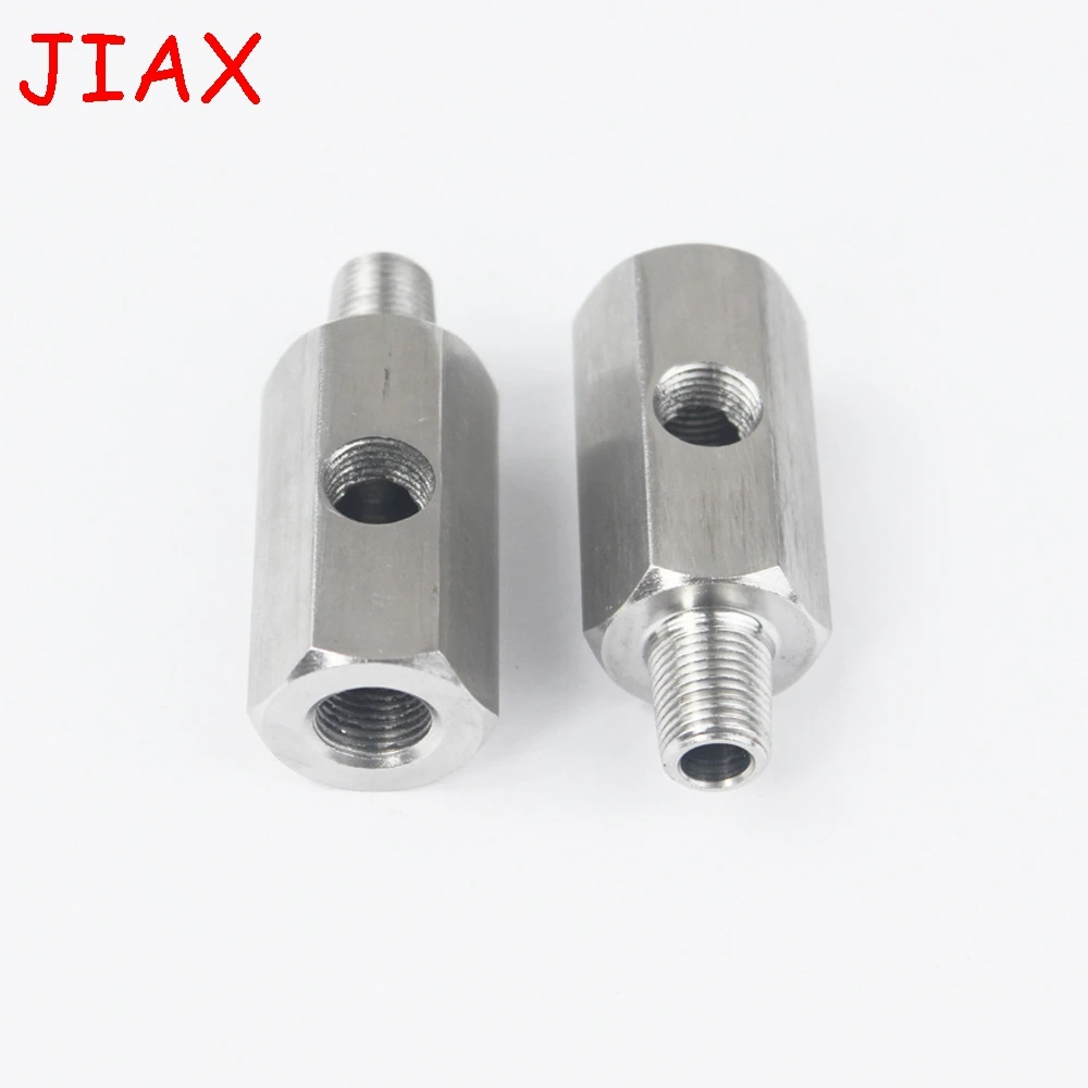 Oil Pressure Sensor Tee Adapter M12 1.5 to 1/8 NPT Turbo Supply Feed Line Gauge Stainless Steel   with 1/8 NPT Side Port Hose