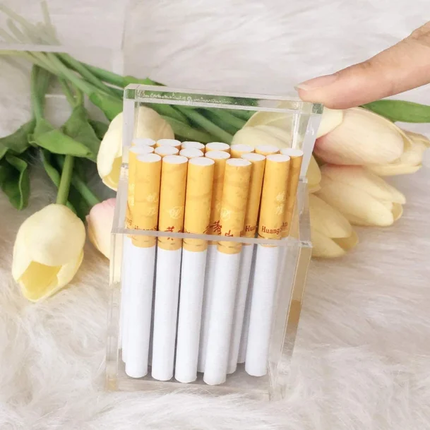 acrylic clear cigarette cases flip box  with lid