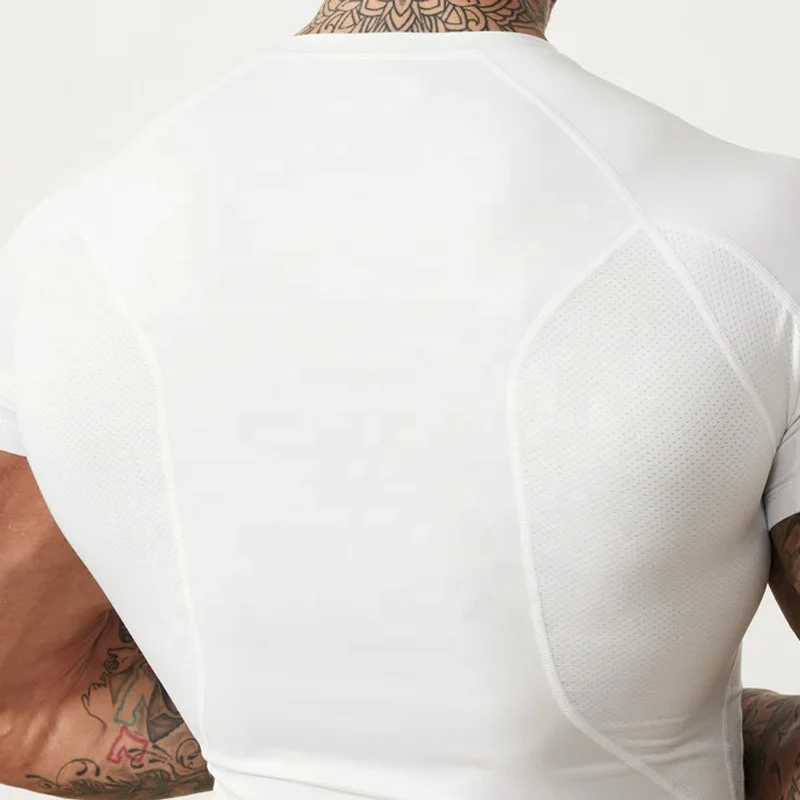 High Quality Custom Logo Sports Compression Short Sleeve Base Layer Four Way Stretch 100% Polyester 200 gsm T Shirt