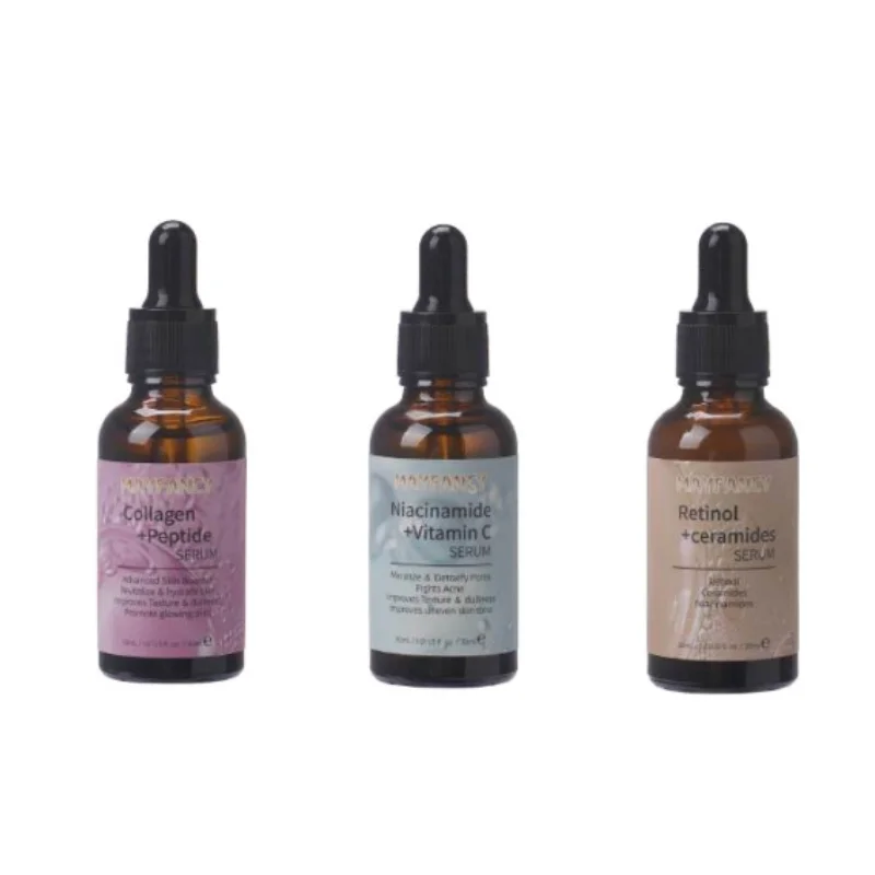 100% Organic Natural Vitamin C Face Serum Retinol Collagen Peptide Oil Brightening Skin Care Essence OEM Private Label Logo