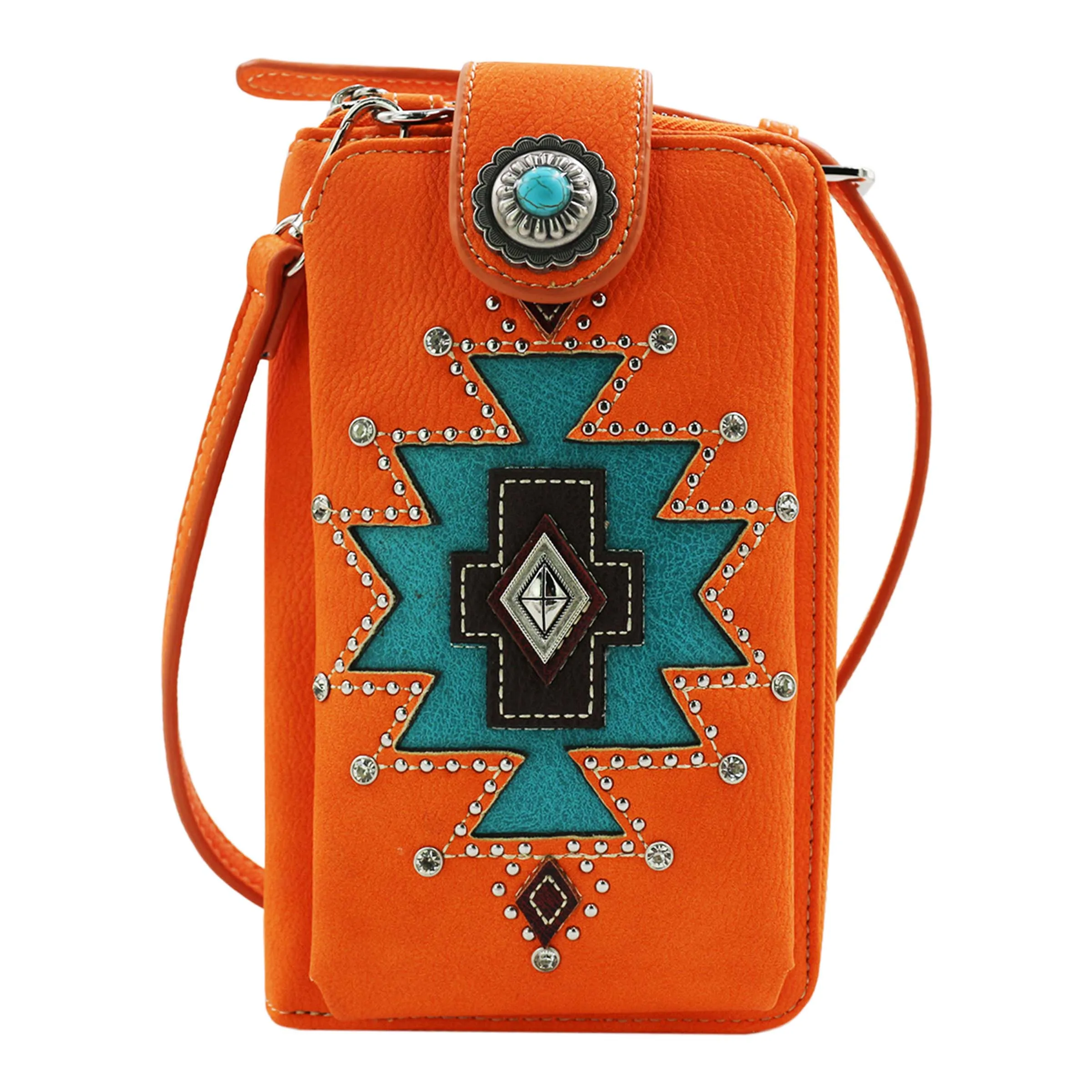 New Ladies Crossbody Bag with Zipper Leather phone Bags, Western Brand Cell Phone Bag Women Purse
