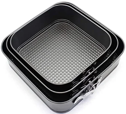 Springform bakeware tool Square 9.5inch,10inch,11inch, Set of 3 non stick leakproof cake baking pans with removable bottom