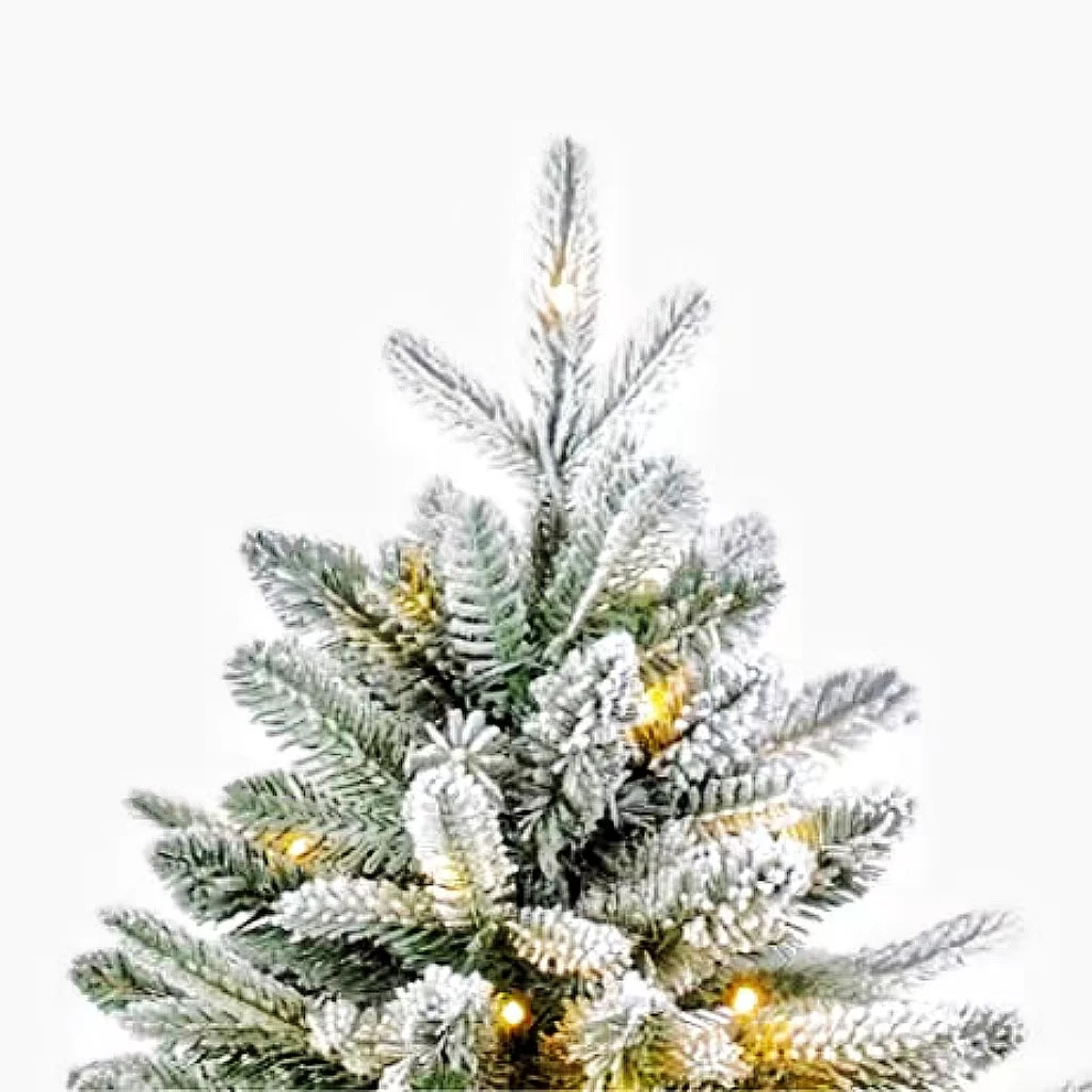 New Design Holiday Indoor Home 7ft PE PVC Flocked White Artificial Christmas Tree With Lights