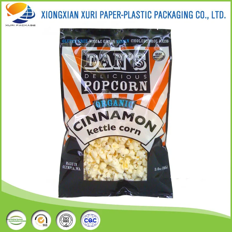 
Custom printed heat seal snack food packaging back sealed popcorn packing pouches snack food bags 