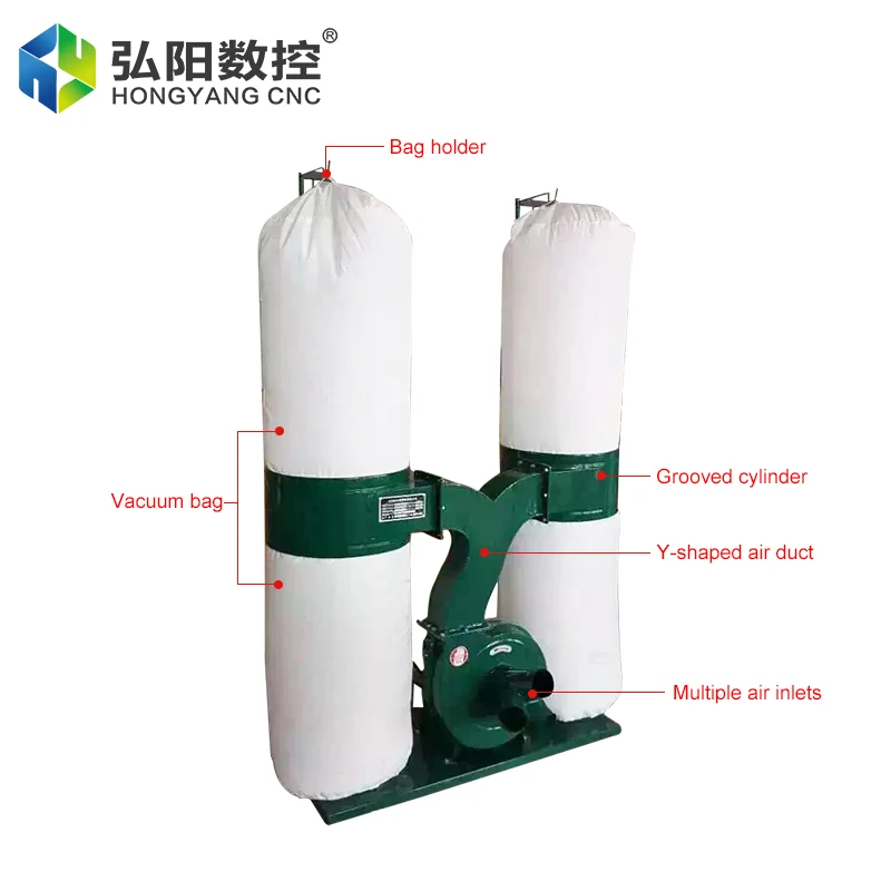 Dust Extractor 5 Hp Industrial Bag Dust Collector For Woodworking