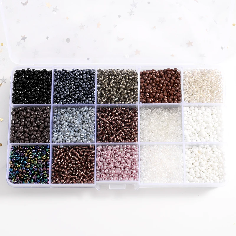 
Approx 10000Pcs/Lot Czech Gradient Black White Color Glass Seed Beads For DIY Bracelet Necklace Jewelry Making Accessories Boxed 
