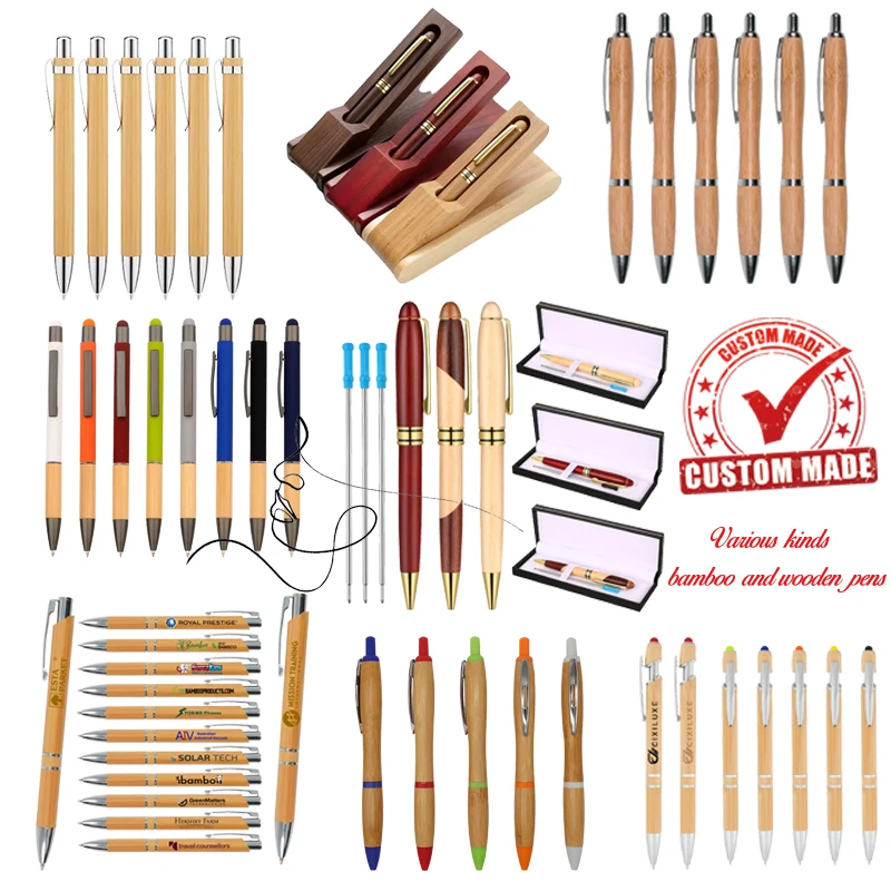 Cheap Personalized Recycled Bamboo Pen Eco-friendly Natural Wood Bamboo Ballpoint Pen with Custom Laser Logo Wood Ball Pen