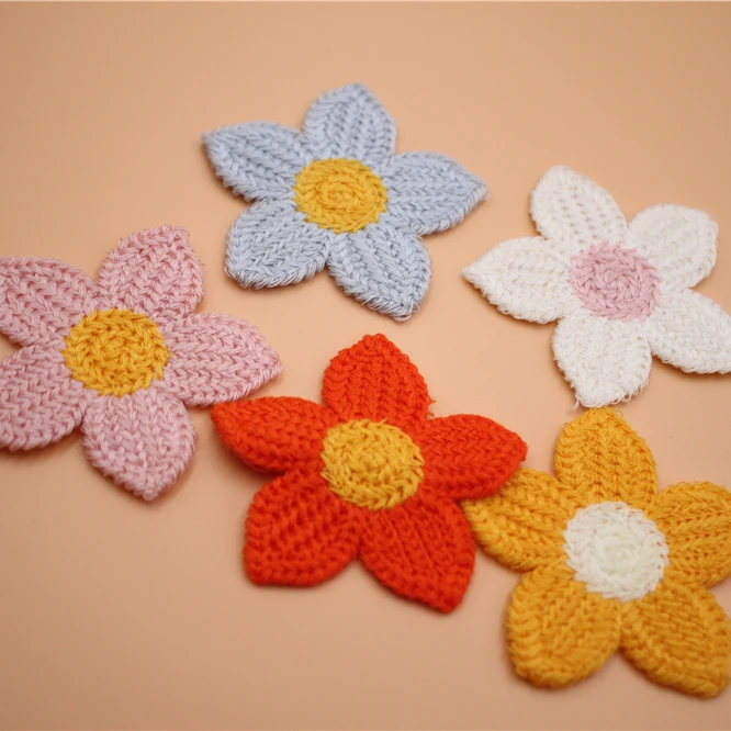 MS23237 Hot Sale Crochet Flower Shape Applique Colorful Sew On Embroidered Patches
