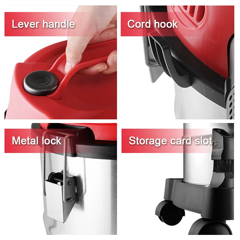 Metal Tube 15L Stainless Steel Tank 1000W 15KPa Deep Cleaning for Unexpected Messes Wet Dry Blow 3 in 1 Vacuum Cleaner