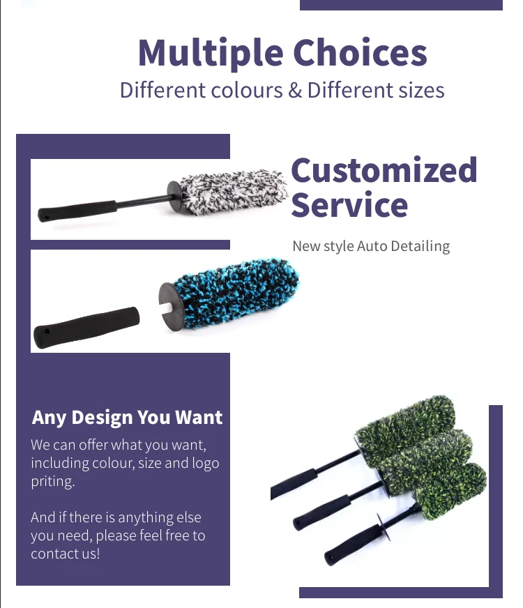 2022 Newest Product  Two layer Flat Car Wheel Microfiber Brush for Wheel