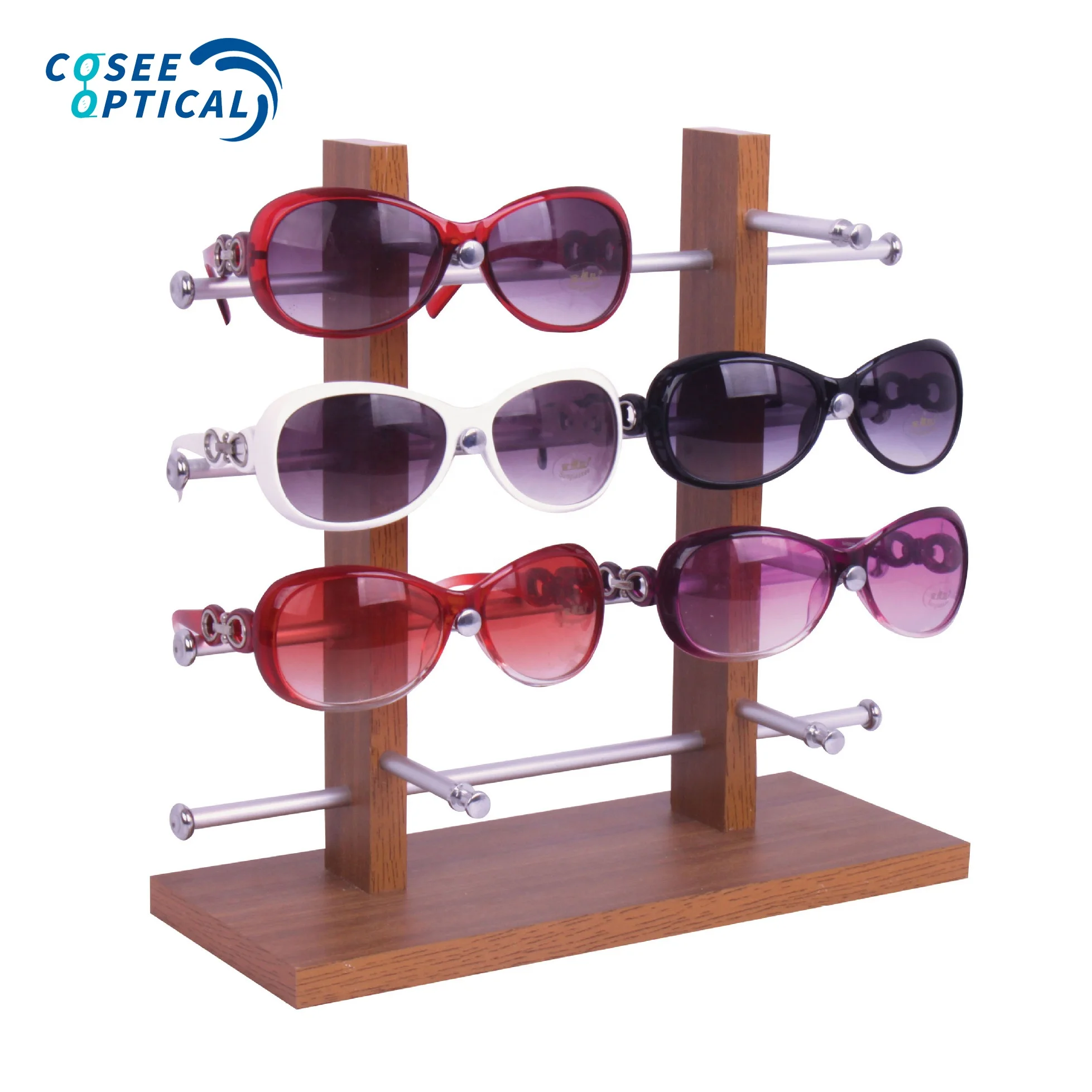Natural Wood Glasses Display Rack Wooden Sunglass 8, 10, 12 pairs Display Stand Frame Holder