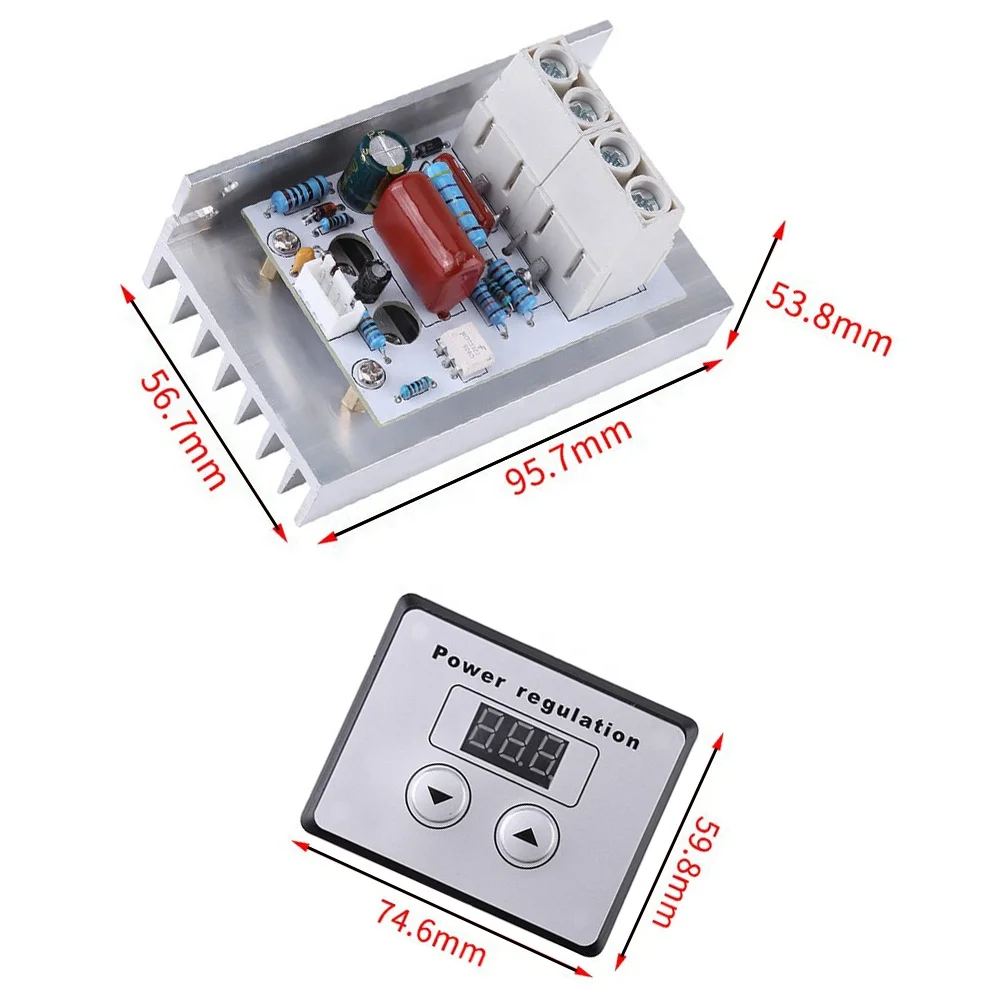 AC 220V 10000W 80A Digital Control SCR Electronic Voltage Regulator 10-220V Speed Control Dimmer Thermostat + Digital Meters