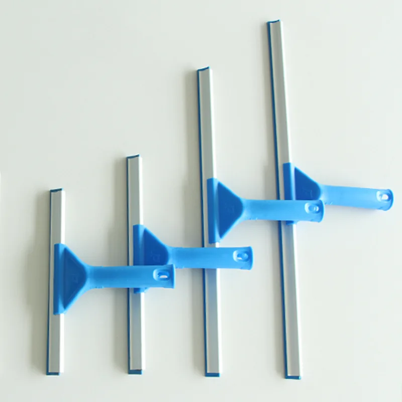 Custom Logo Industrial Window Squeegee With Extendable Aluminium Pole And Blue Soft Replacement Rubber Strip