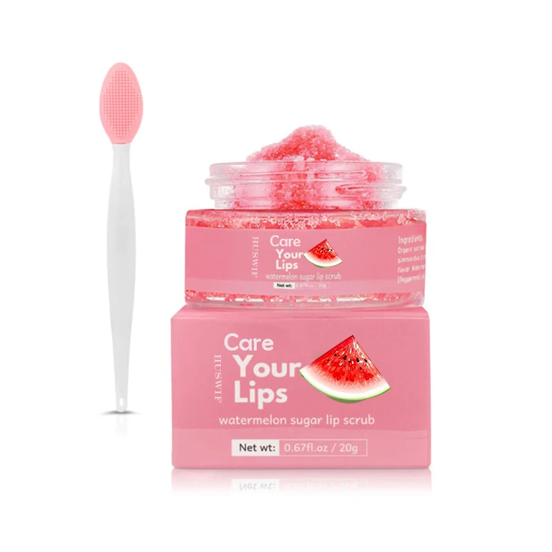 Private Label OEM Organic Watermelon Exfoliating Pink Lip Scrub Kit